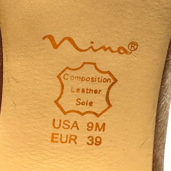 Nina Beige Satin Peep-Toe Heels Formal Ruffle Glam Party Womens 9 Cocktail Dress - Picture 5 of 15